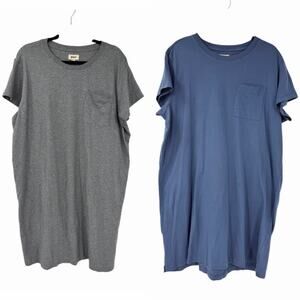 Pact Womens Organic Cotton SET OF TWO T-Shirt Dress Size 2X Gray Blue Casual